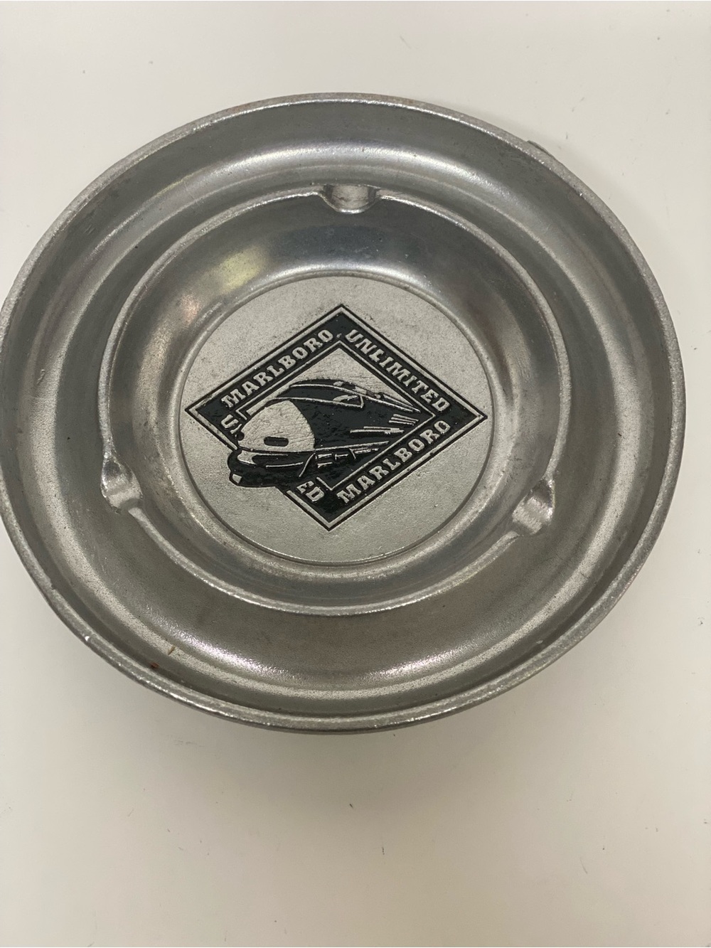 Vintage Marlboro Unlimited Metal Ashtray Locomotive Center Design 90's Collect